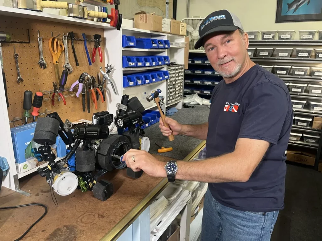 ken kollwitz working on ultralight 1 inch ball mounts